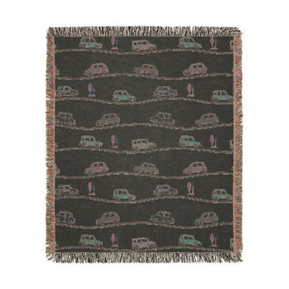 Whimsical Road Trip Cars & Traffic Woven Throw Blanket