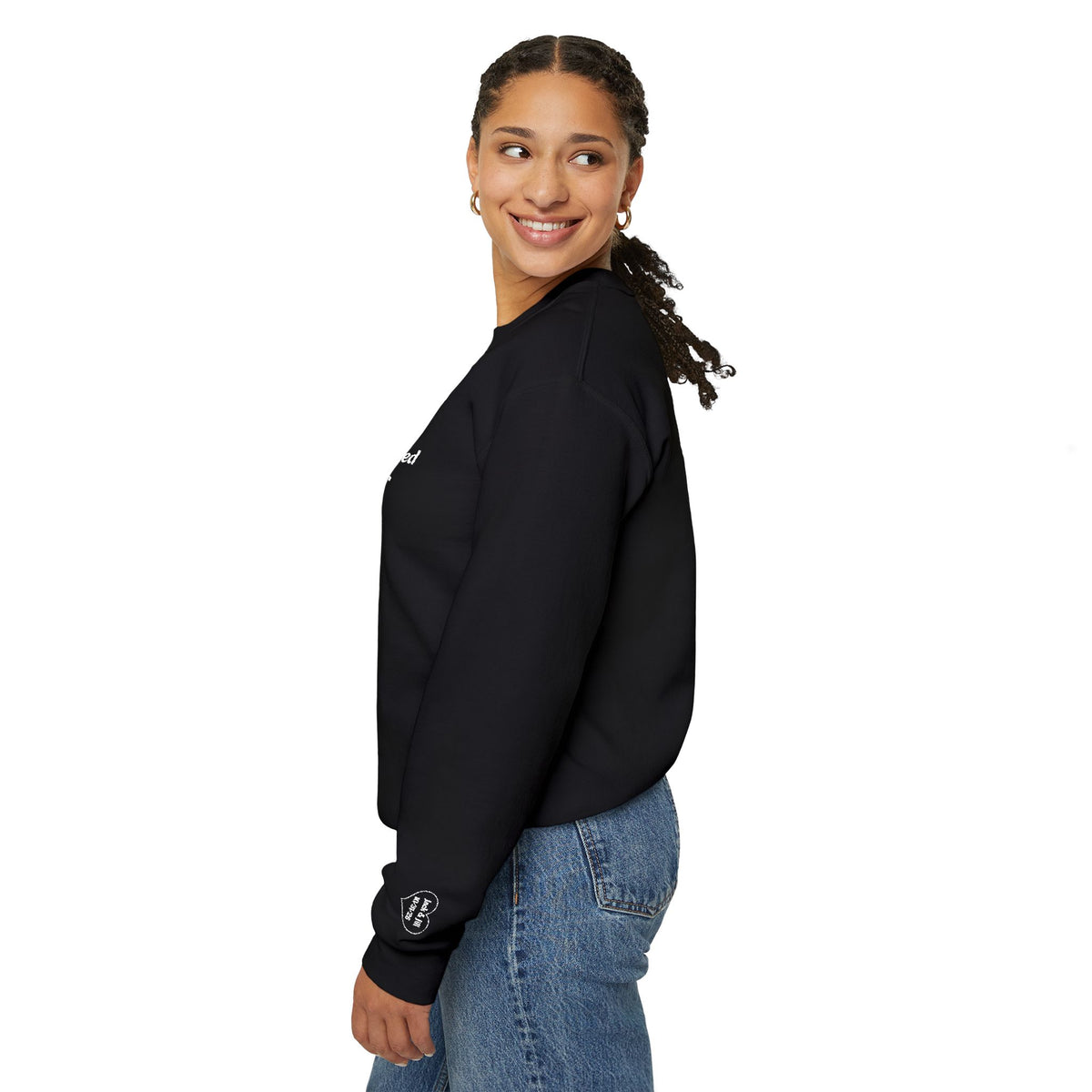 Personalized Designated Driver Embroidered Crewneck Sweatshirt — Custom Name & Date Sleeve Detail