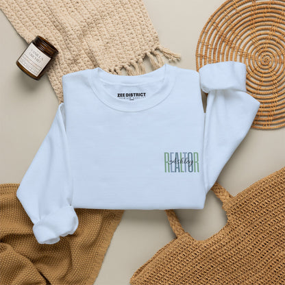 Personalized Realtor Retro Stacked Text Graphic Sweatshirt | Custom Name Real Estate Crewneck