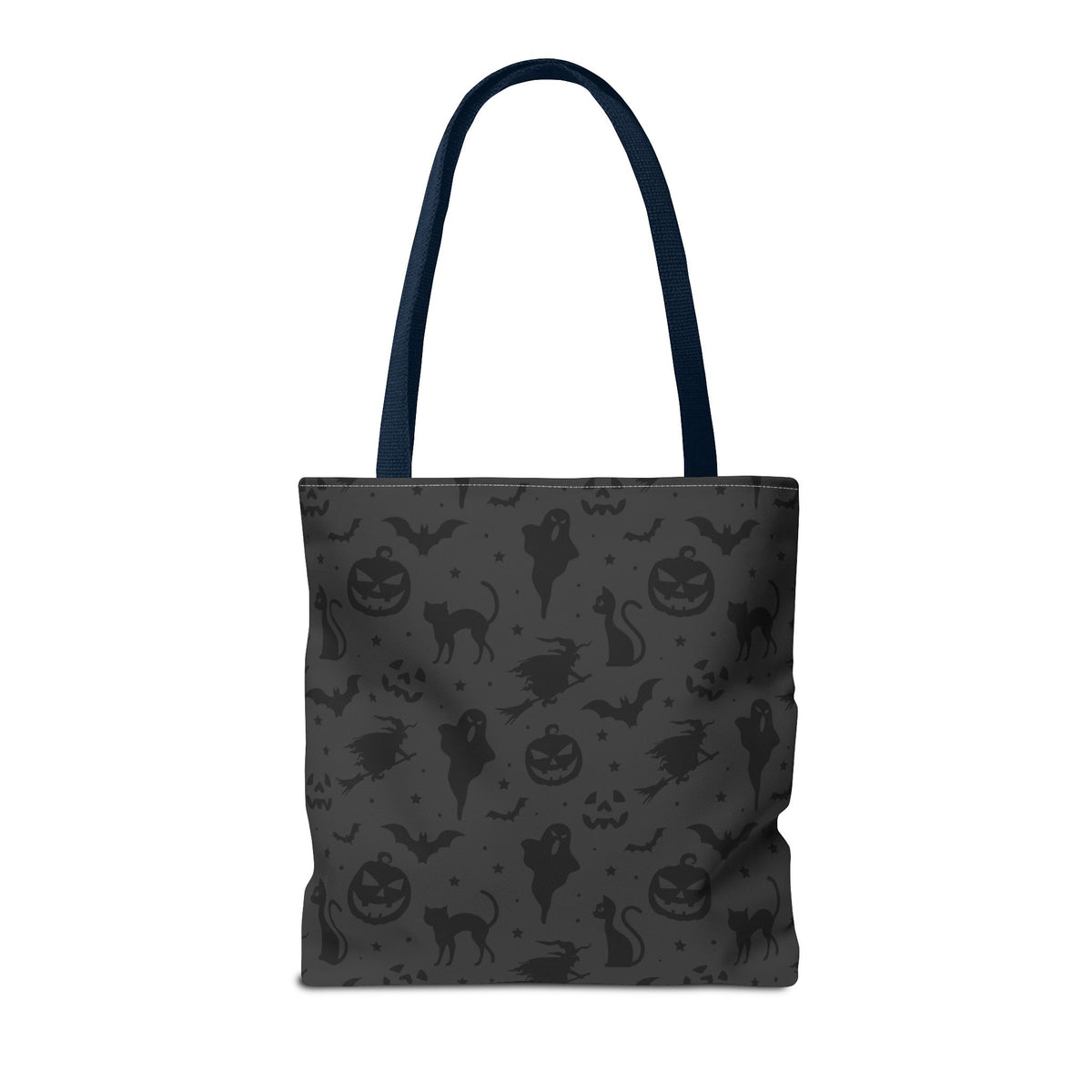 Midnight Spooky Halloween Pattern Tote Bag | Moody Dark Grey Shopper
