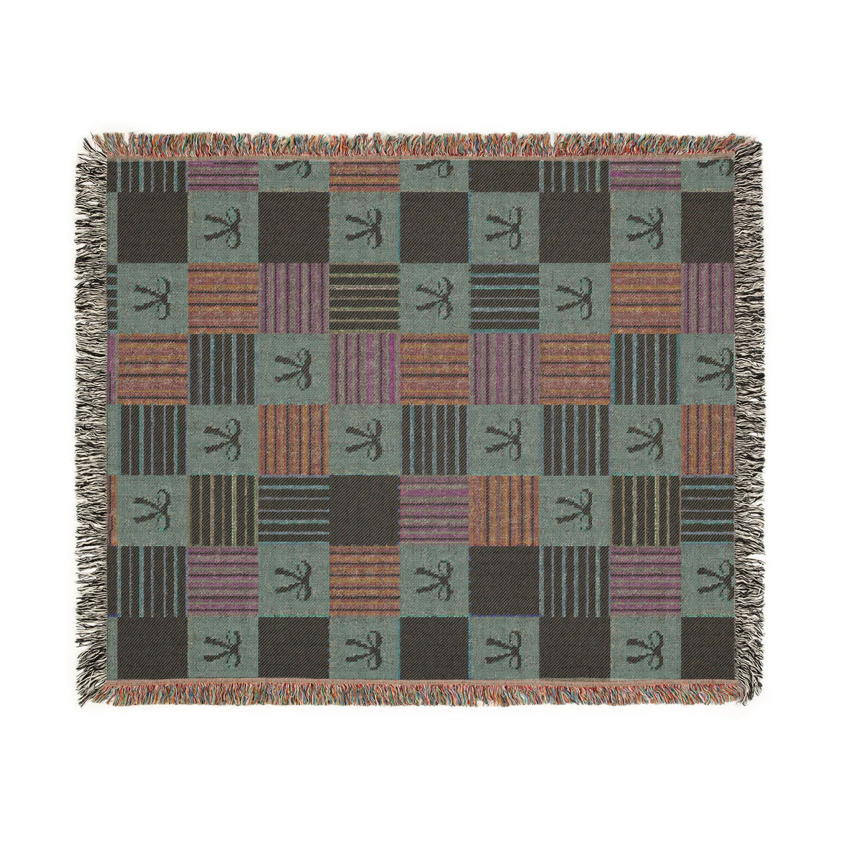 Cozy Patchwork & Pink Bows Woven Throw Blanket