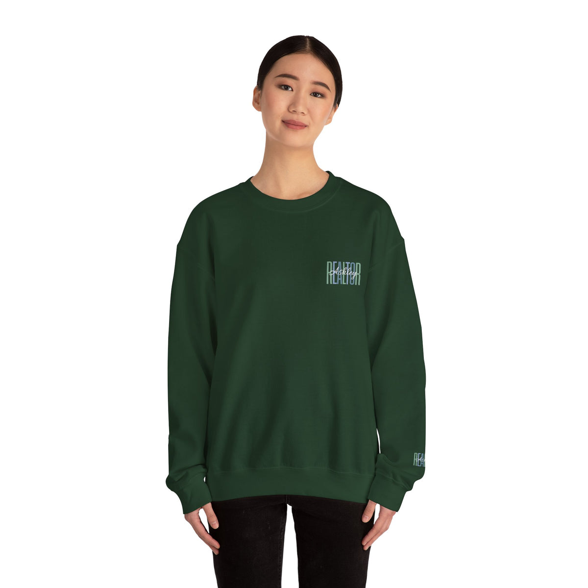 Personalized Realtor Retro Stacked Text Graphic Sweatshirt | Custom Name Real Estate Crewneck