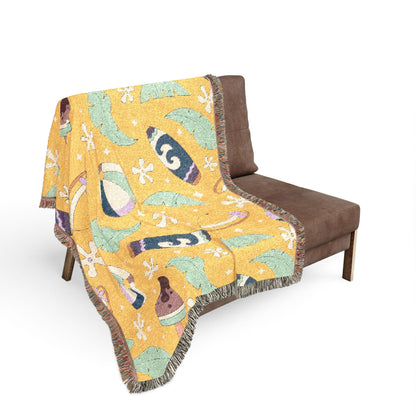 Sunny Surf & Summer Vibes Woven Throw Blanket