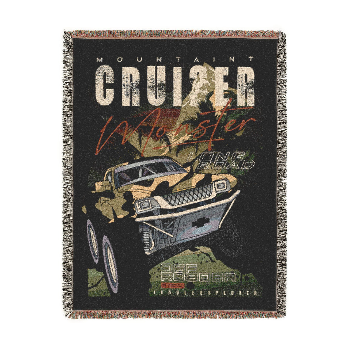 Mountain Cruiser Monster Truck Cotton Woven Throw Blanket