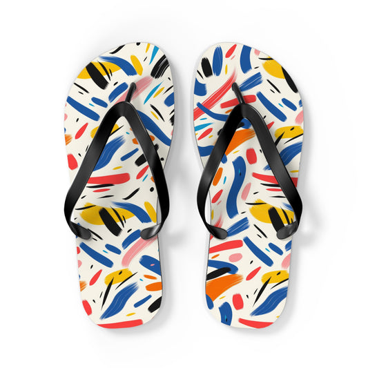Abstract Brushstroke Modern Flip Flops — Contemporary Artistic Summer Sandals