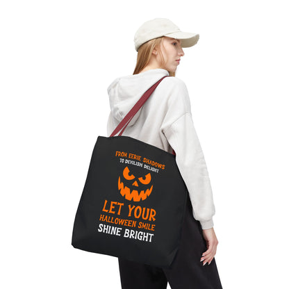 Halloween Pumpkin Tote Bag — "Let Your Halloween Smile Shine Bright"