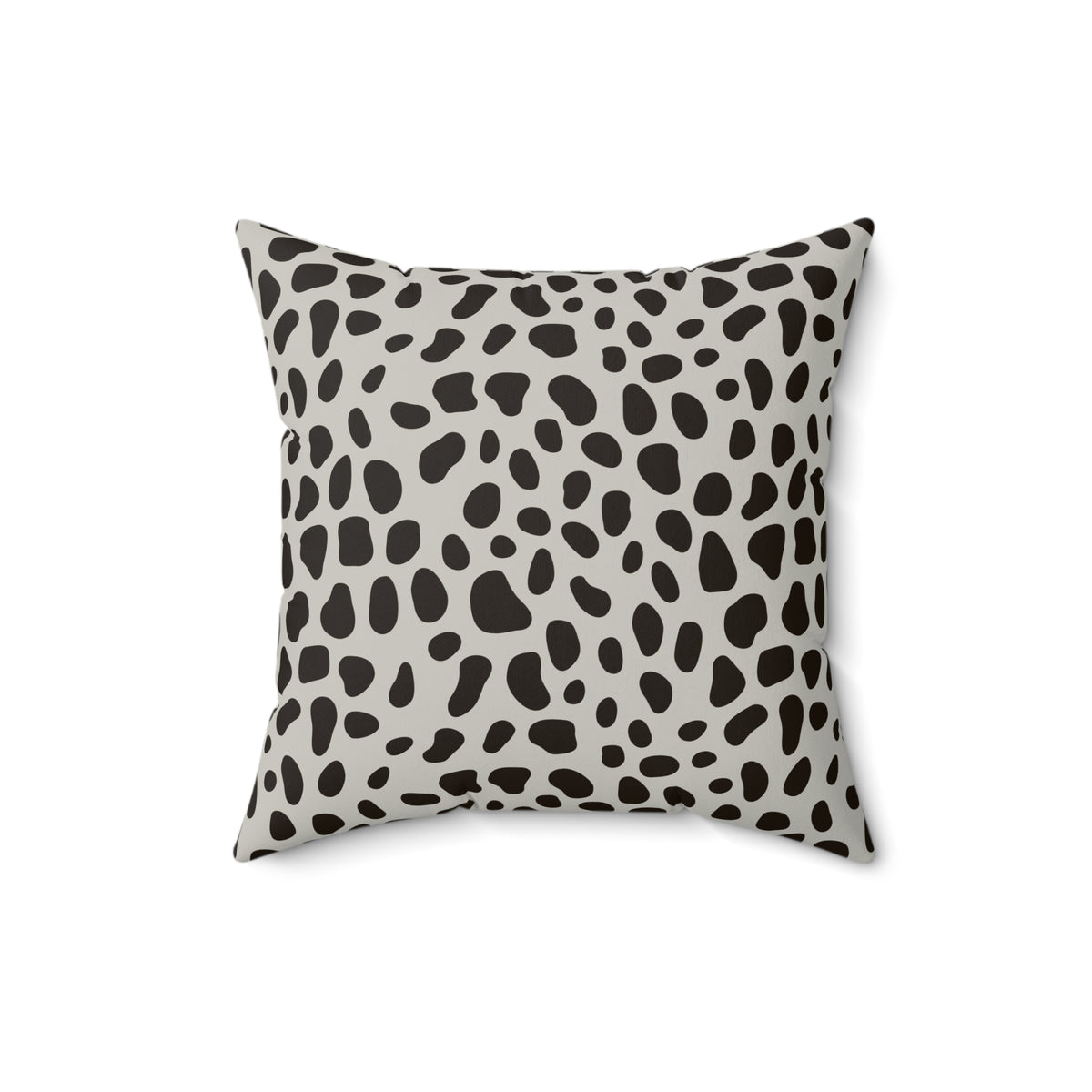 Dalmatian Spot Minimalist Faux Suede Square Pillow | Chic Animal Print Accent Cushion