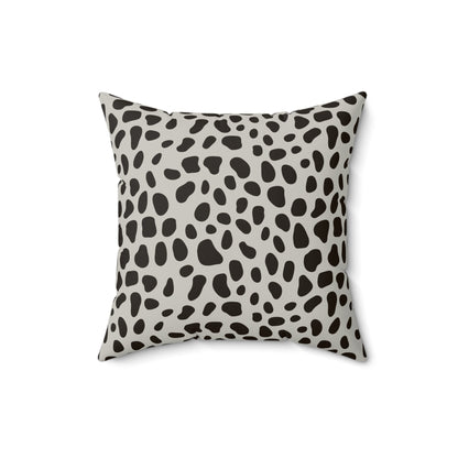 Dalmatian Spot Minimalist Faux Suede Square Pillow | Chic Animal Print Accent Cushion