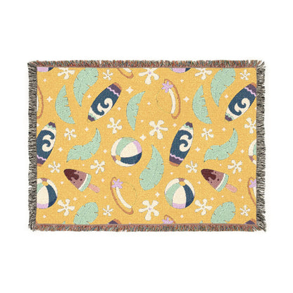 Sunny Surf & Summer Vibes Woven Throw Blanket