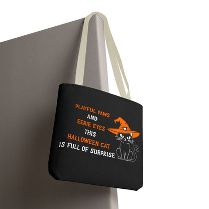 Halloween Cat Tote Bag — "Playful Paws and Eerie Eyes" Trick-or-Treat Reusable Shopper