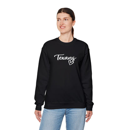 Texans Script White Embroidered Crewneck Sweatshirt | Everyday Hometown Pride Apparel