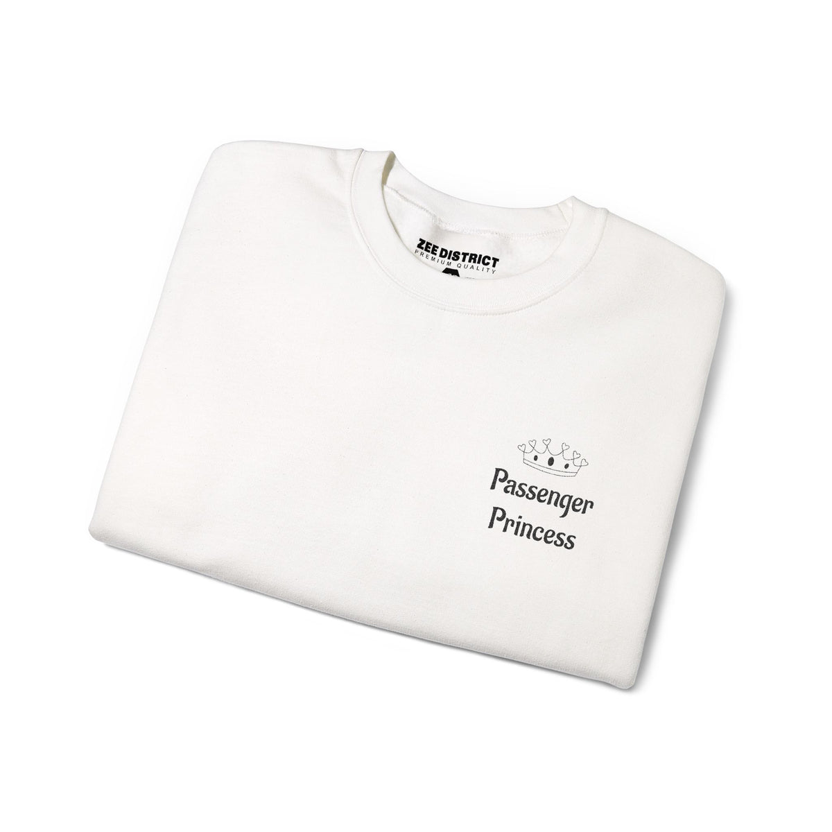 Personalized Passenger Princess Embroidered Crewneck Sweatshirt — Custom Name & Date Sleeve Detail