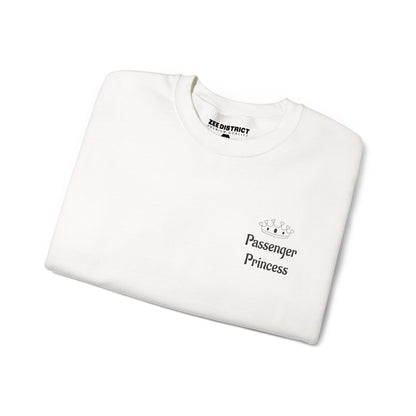 Personalized Passenger Princess Embroidered Crewneck Sweatshirt — Custom Name & Date Sleeve Detail