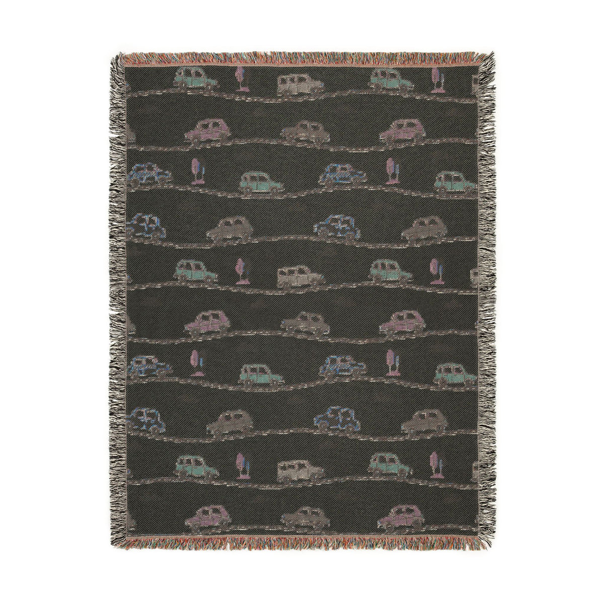 Whimsical Road Trip Cars & Traffic Woven Throw Blanket