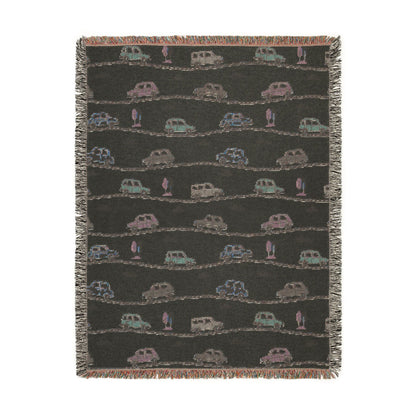 Whimsical Road Trip Cars & Traffic Woven Throw Blanket