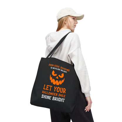 Halloween Pumpkin Tote Bag — "Let Your Halloween Smile Shine Bright"