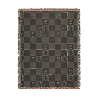 French Bulldog Checkerboard Woven Throw Blanket
