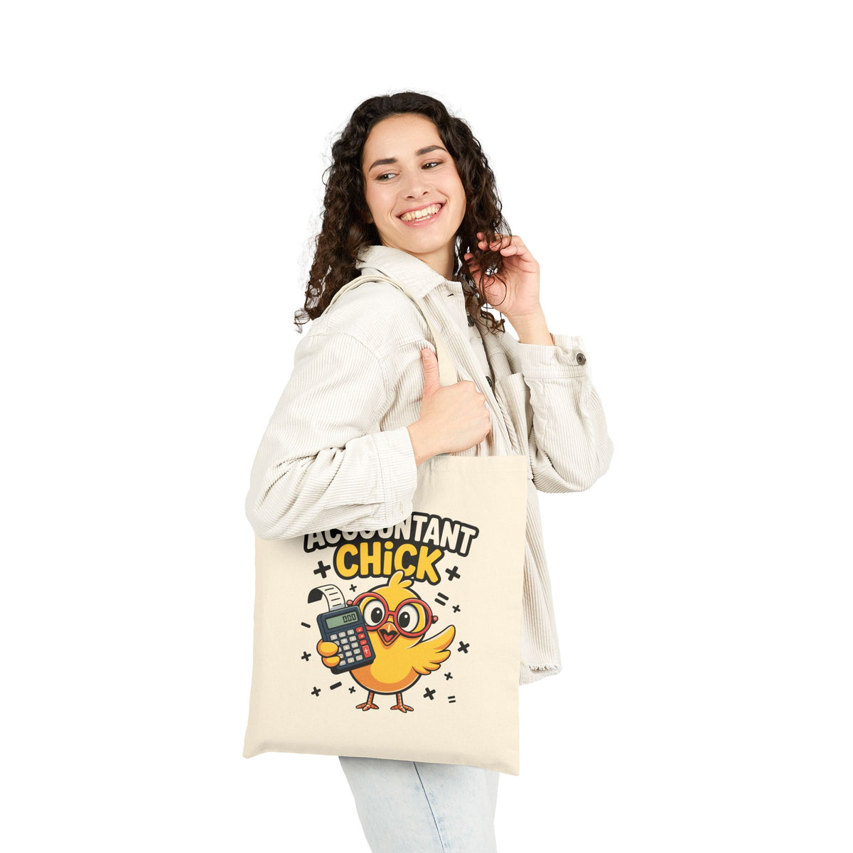 "Accountant Chick" Funny Accounting Bird Cotton Canvas Tote Bag
