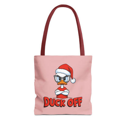 "Duck Off" Grumpy Santa Duck Funny Christmas Polyester Tote Bag