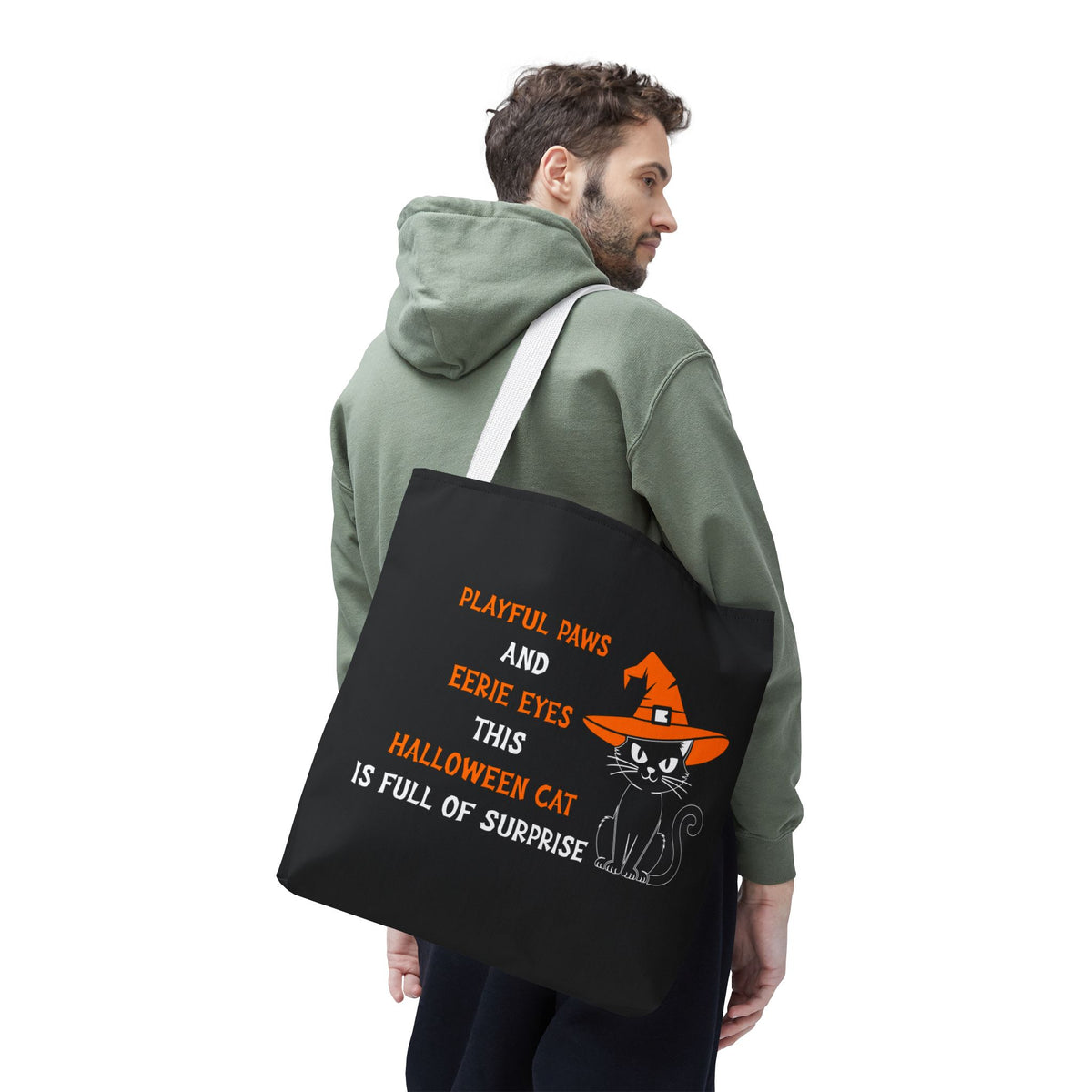 Halloween Cat Tote Bag — "Playful Paws and Eerie Eyes" Trick-or-Treat Reusable Shopper