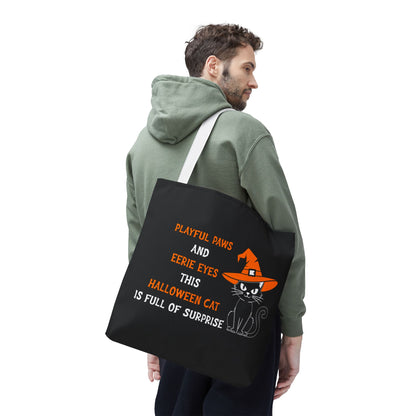 Halloween Cat Tote Bag — "Playful Paws and Eerie Eyes" Trick-or-Treat Reusable Shopper