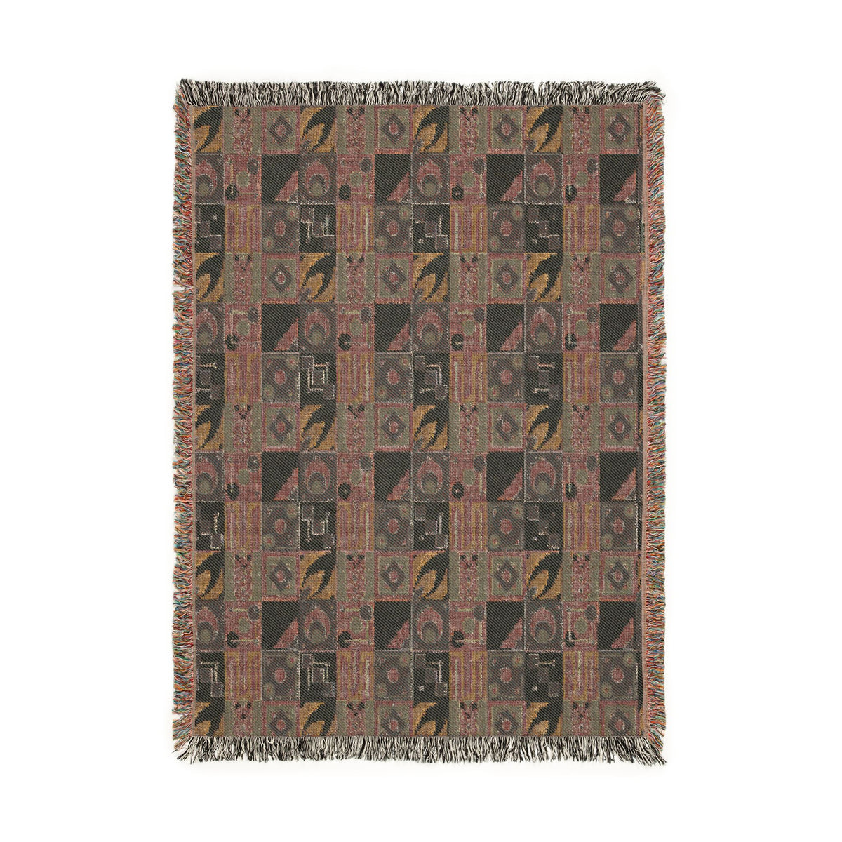 Coastal Geometric Cotton Woven Throw Blanket