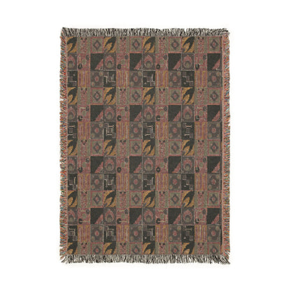 Coastal Geometric Cotton Woven Throw Blanket