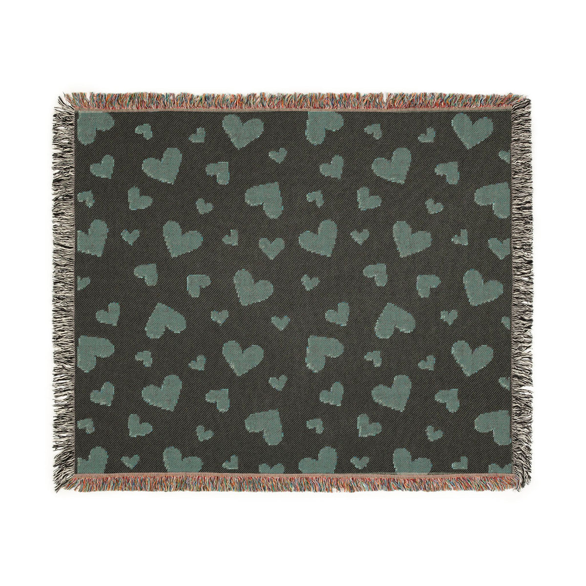 Romantic Scattered Hearts Woven Throw Blanket