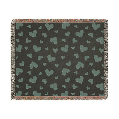 Romantic Scattered Hearts Woven Throw Blanket