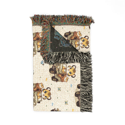 Adventures Safari Tiger Jeeps Woven Throw Blanket