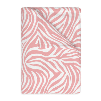 Blush Zebra Velveteen Microfiber Blanket (Two-Sided Print)