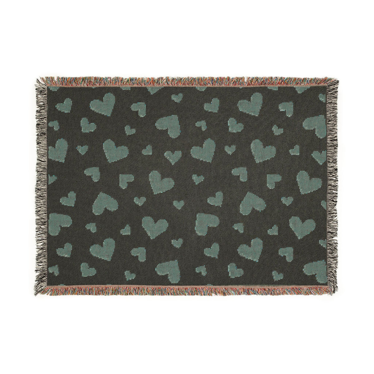 Romantic Scattered Hearts Woven Throw Blanket