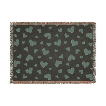 Romantic Scattered Hearts Woven Throw Blanket