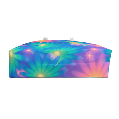 Neon Glow Floral Cosmic Dream Weekender Bag — Oversized Beach & Travel Tote
