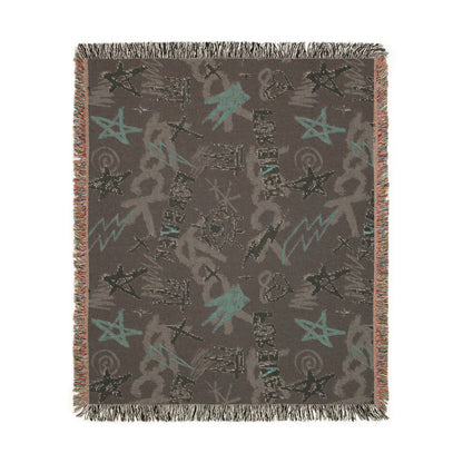 Rock Forever Grunge Graffiti Woven Blanket