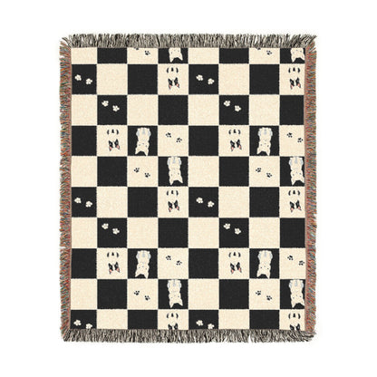 French Bulldog Checkerboard Woven Throw Blanket