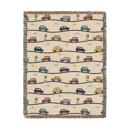 Whimsical Road Trip Cars & Traffic Woven Throw Blanket