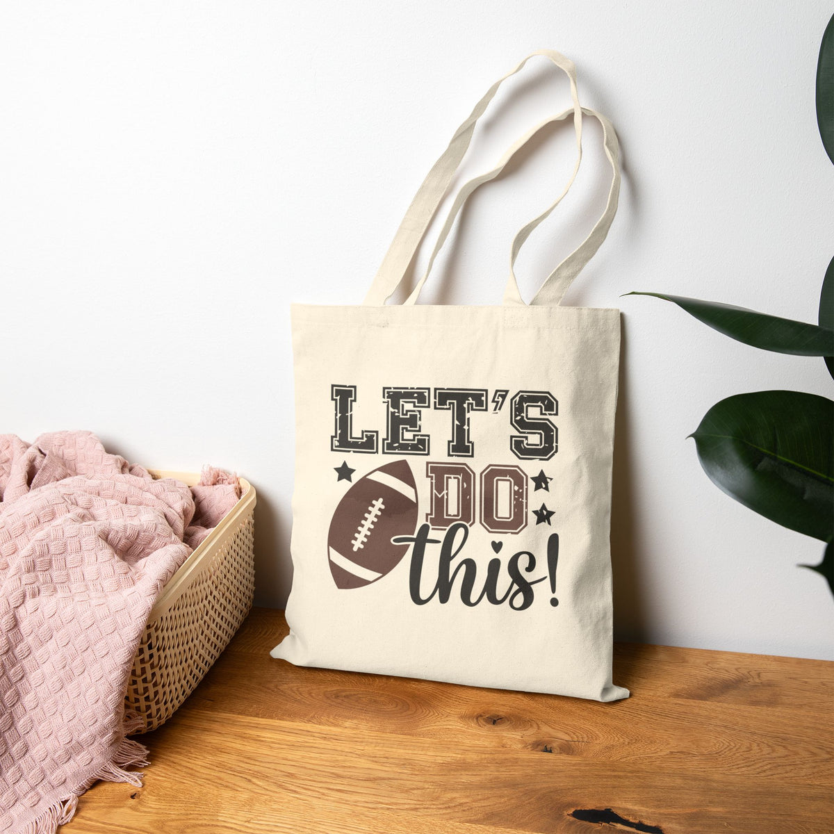 "Let's Do This!" Retro Football Sports Fan Cotton Canvas Tote Bag