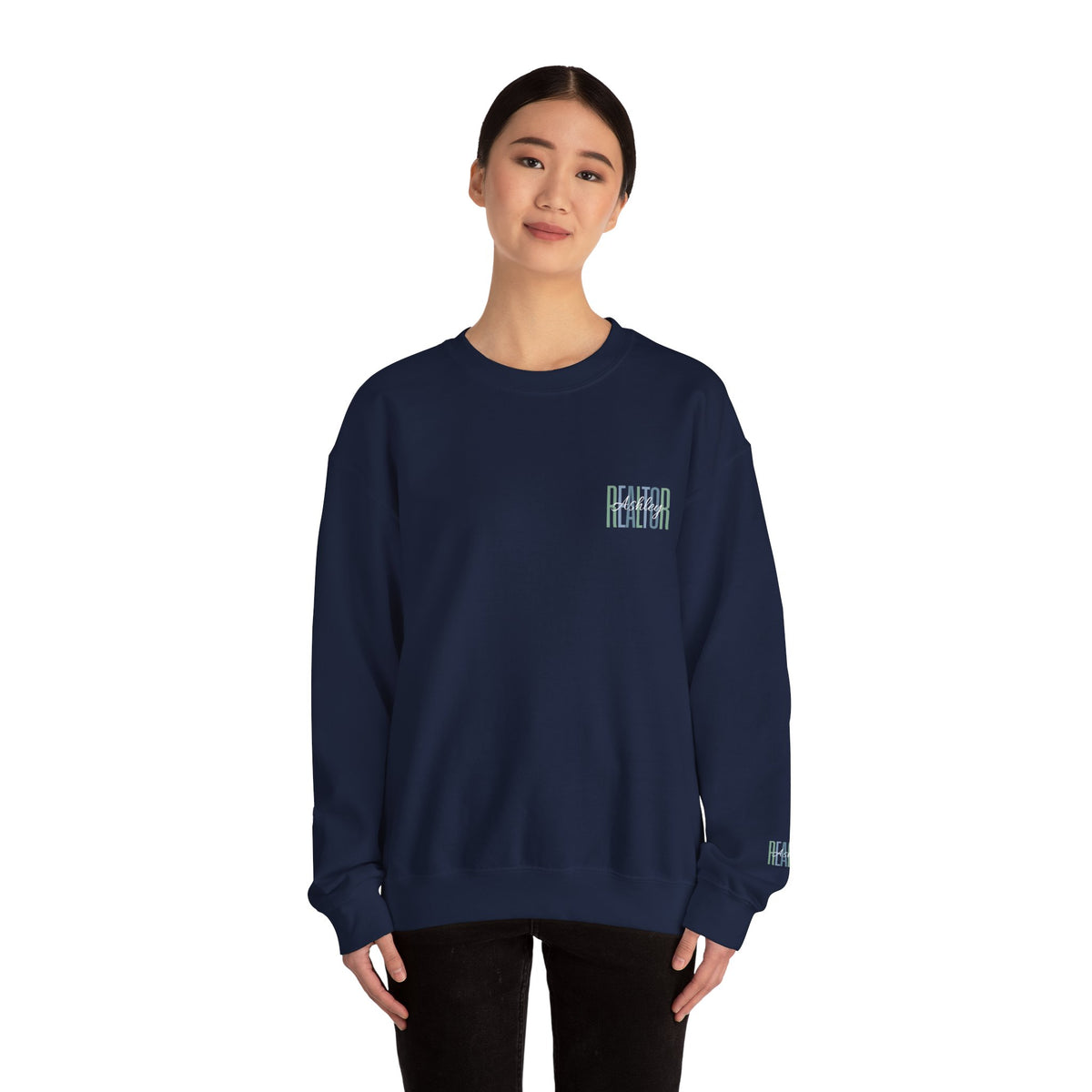 Personalized Realtor Retro Stacked Text Graphic Sweatshirt | Custom Name Real Estate Crewneck
