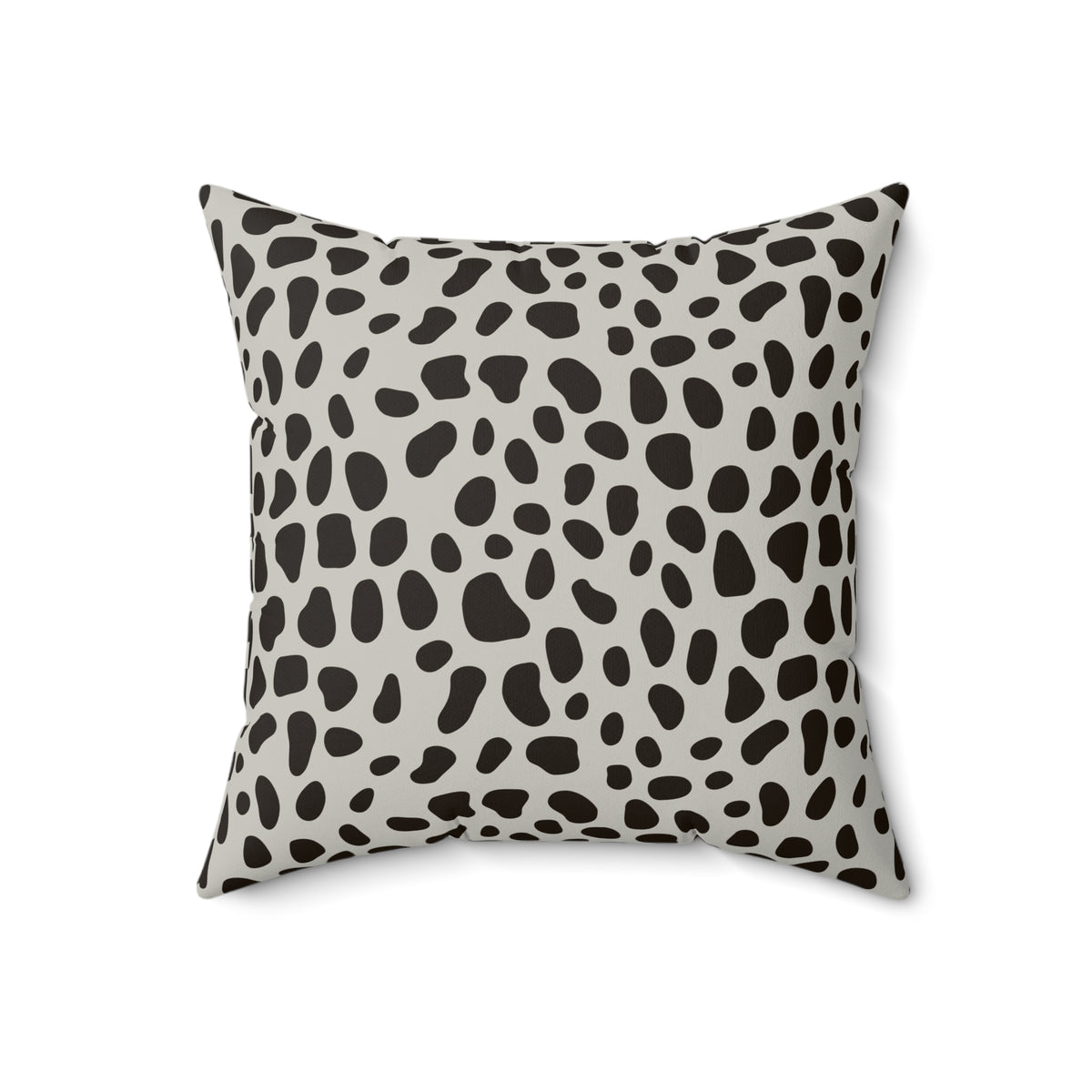 Dalmatian Spot Minimalist Faux Suede Square Pillow | Chic Animal Print Accent Cushion