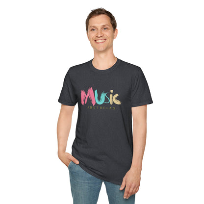 Music Just Relax T-Shirt - Colorful Brushstroke Music Tee for Casual, Chill Vibes
