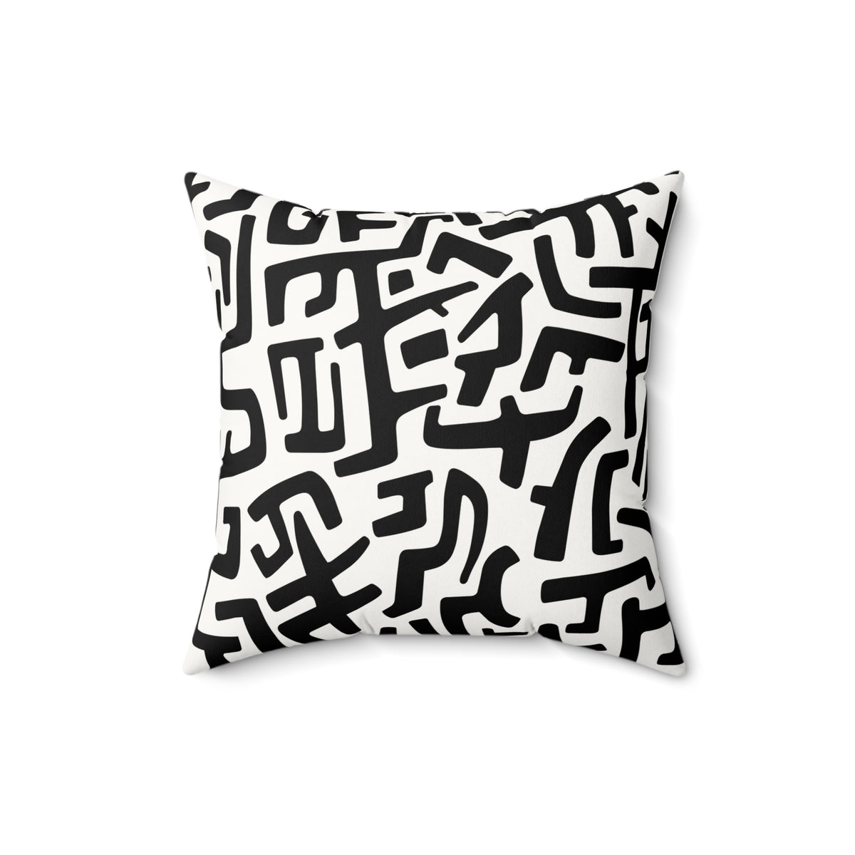 Abstract Black & White Line Art Faux Suede Square Pillow | Minimalist Modern Accent Cushion