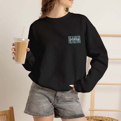 Personalized Realtor Retro Stacked Text Graphic Sweatshirt | Custom Name Real Estate Crewneck