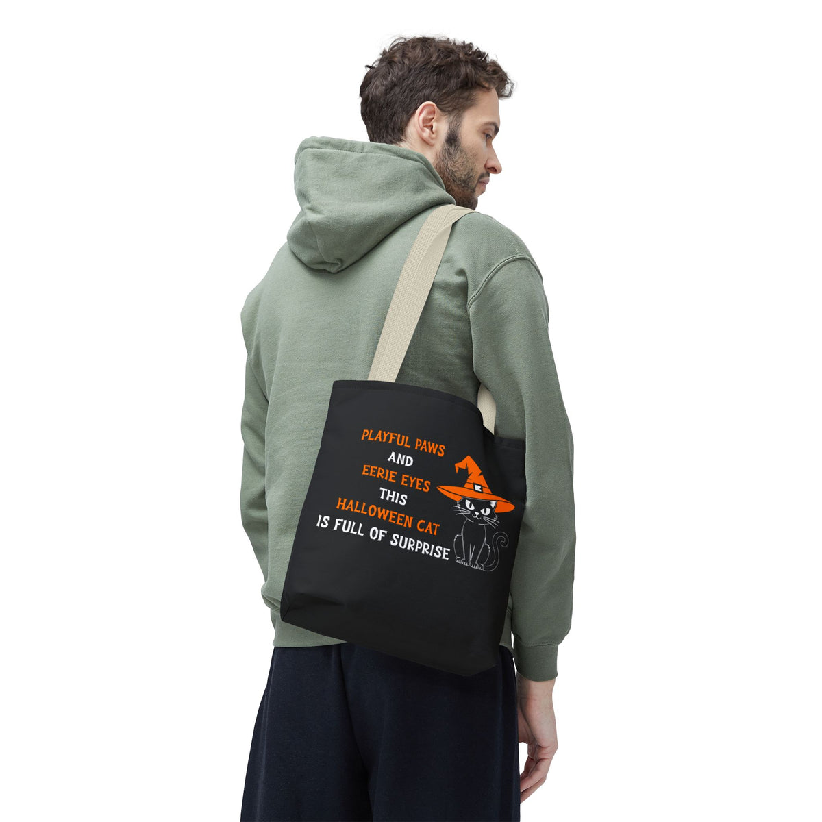 Halloween Cat Tote Bag — "Playful Paws and Eerie Eyes" Trick-or-Treat Reusable Shopper
