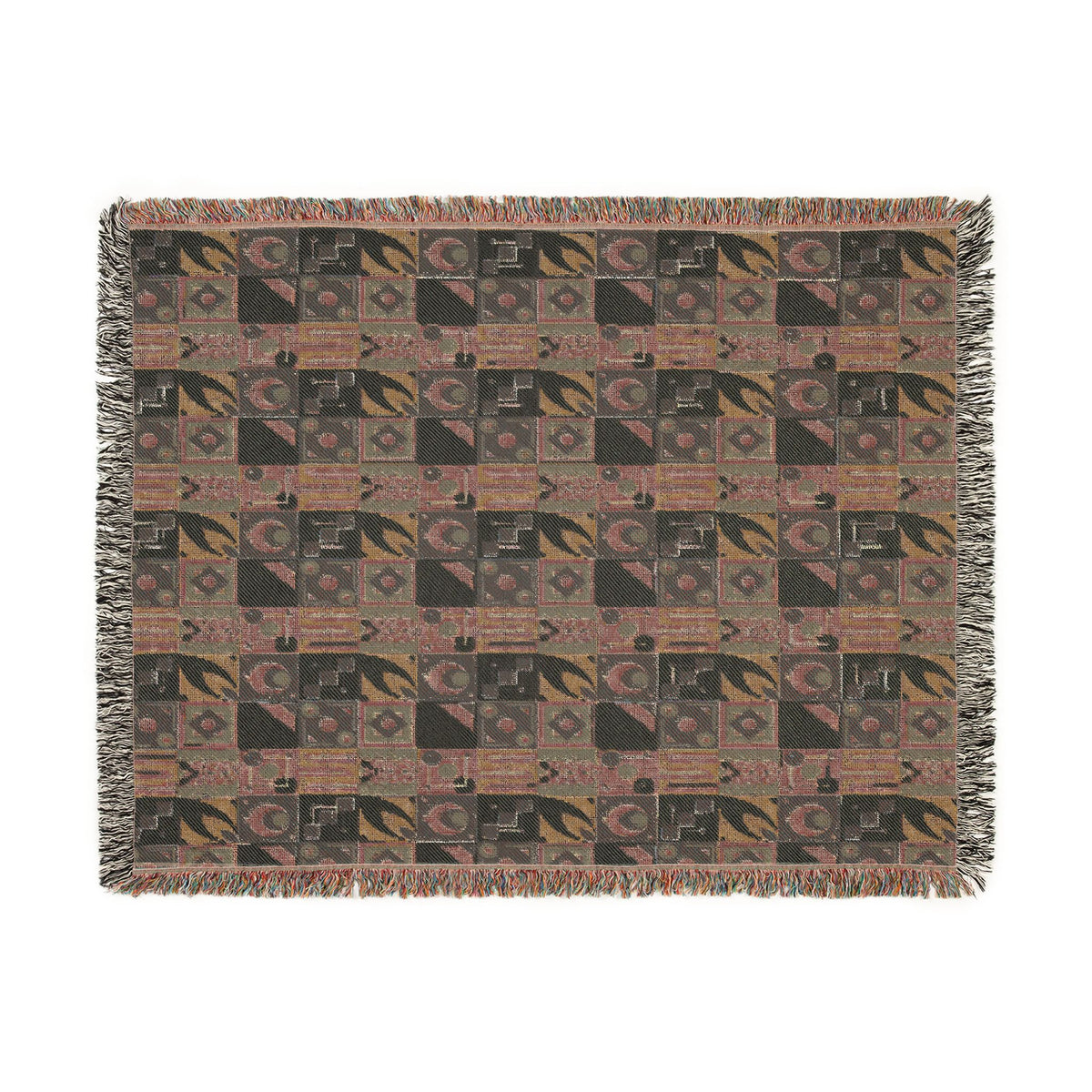 Coastal Geometric Cotton Woven Throw Blanket
