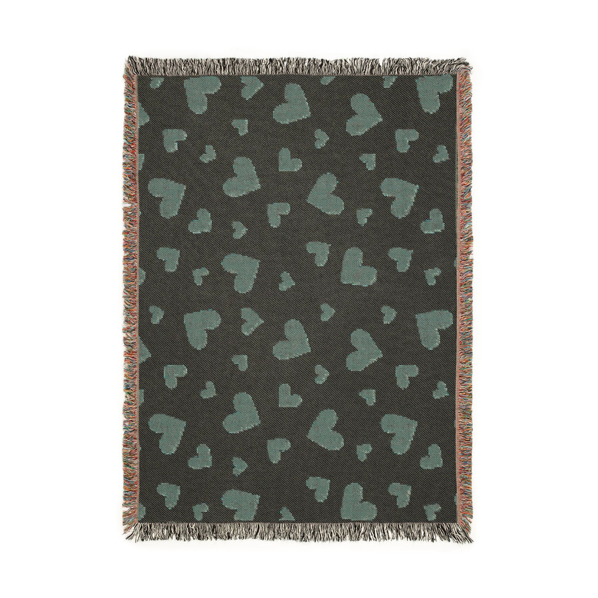 Romantic Scattered Hearts Woven Throw Blanket