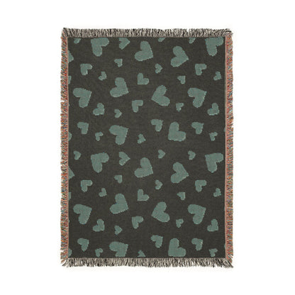 Romantic Scattered Hearts Woven Throw Blanket