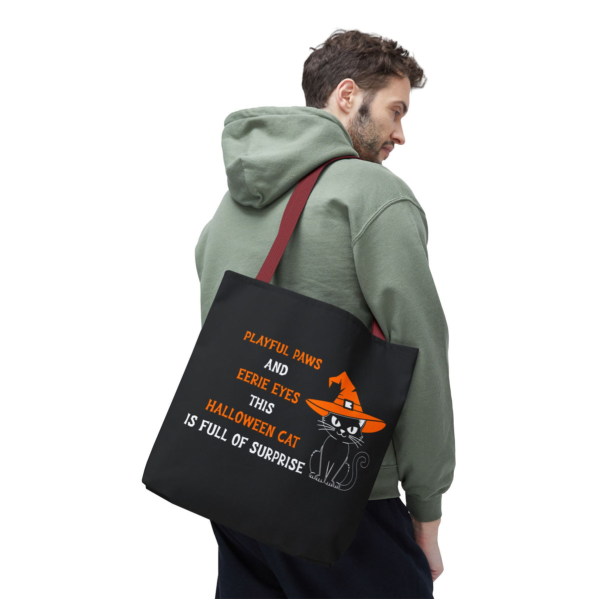 Halloween Cat Tote Bag — "Playful Paws and Eerie Eyes" Trick-or-Treat Reusable Shopper
