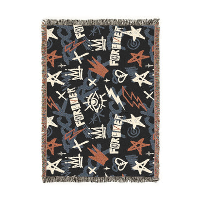 Rock Forever Grunge Graffiti Woven Blanket