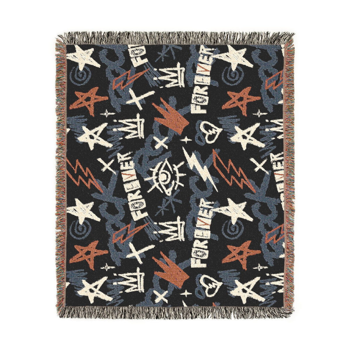 Rock Forever Grunge Graffiti Woven Blanket
